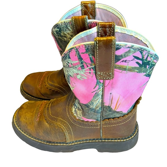 Ariat Fatbaby Pink and Brown Round Toe Boots for Women - Picture 7 of 12